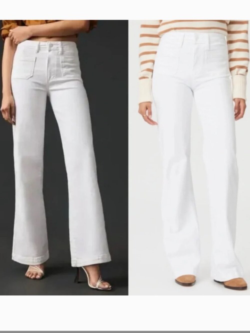 Paige Leenah Wide Leg Patch Pocket in Crisp White (size 26, 32" inseam)